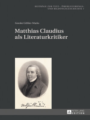 cover image of Matthias Claudius als Literaturkritiker